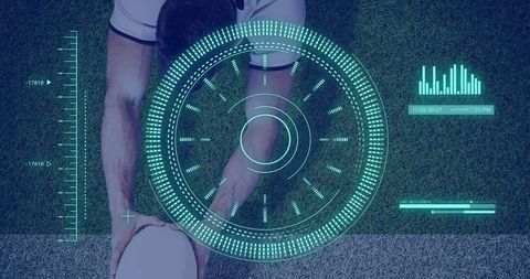 Digital Data Interface Overlay on Rugby Player