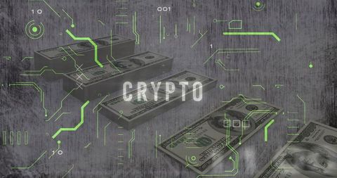 Crypto innovation in finance display with digital currency elements