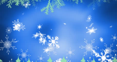 Animated Falling Snowflakes on Blue Winter Background