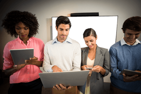 transparent collaboration in modern office with gadgets - Download Free Stock Videos Pikwizard.com