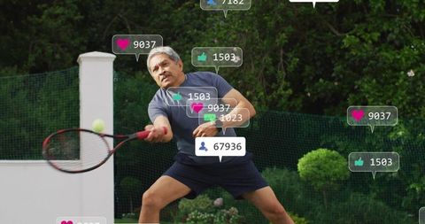 Energized tennis player engaged in social action burst