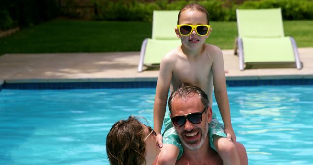 Happy Family Enjoying Summer Pool Time - Download Free Stock Images Pikwizard.com