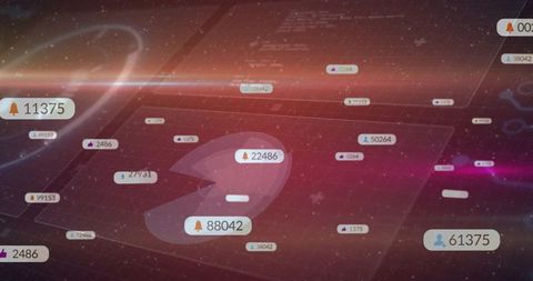 Futuristic Notifications Network Showing Floating Alert Counts on Neon Virtual Data Grid