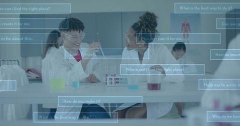 diverse students engaged in science lab with ai digital overlays - Download Free Stock Images Pikwizard.com
