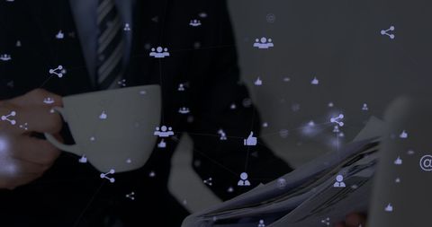 Business Networking Concept with Social Icons Overlay