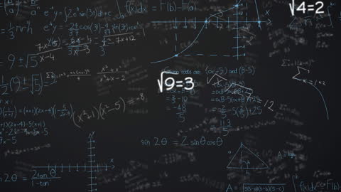 Floating Mathematical Formulas and Equations on Grey Background