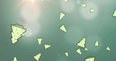 Festive Christmas Trees on Green Background with Light