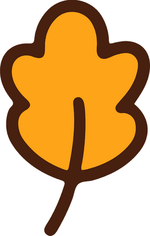 Flat yellow-orange leaf icon with transparent background