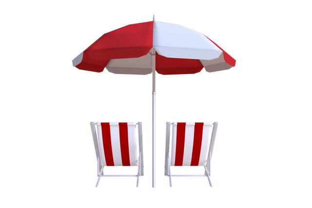 Transparent Red and White Beach Chairs and Umbrella for Summer Vacations - Download Free Stock Videos Pikwizard.com