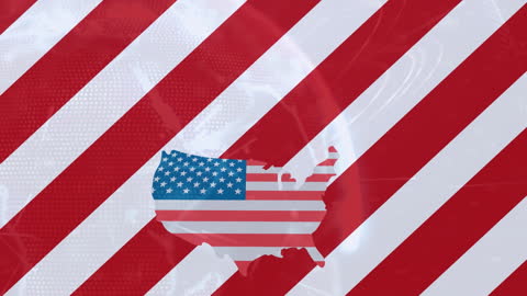 Dynamic Animation of American Flag Overlapping Globe