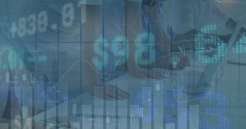 Financial Data Over Businesspeople with Market Graph Indicators - Download Free Stock Images Pikwizard.com