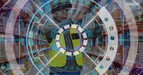 Warehouse Worker Using VR Headset with Digital Interface - Download Free Stock Images Pikwizard.com