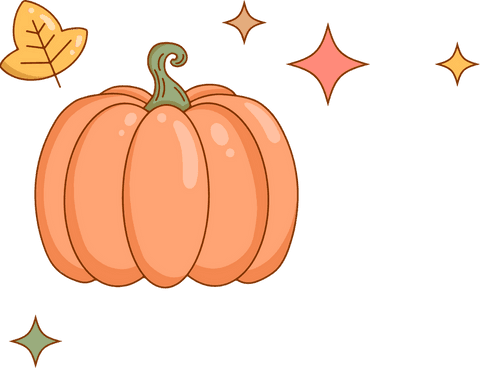 Transparent pumpkin with sparkles and leaf decoration