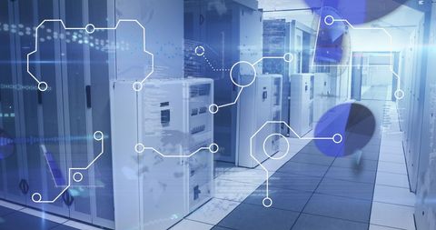 Digital Interface Showing Networking in Modern Data Center - Download Free Stock Images Pikwizard.com