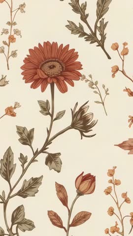 Vertical botanical video featuring warm-toned daisy bloom shifting on cream backdrop