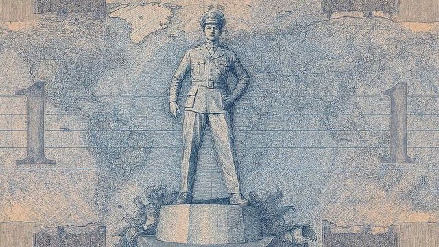 Vintage Banknote With Uniformed Officer Standing Proudly