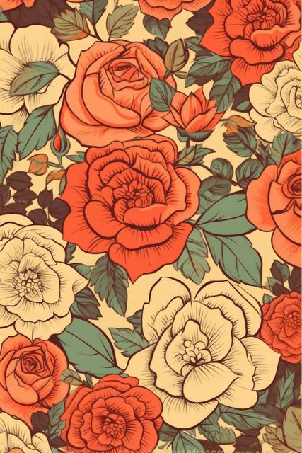 Close up of multiple roses background, created using generative ai technology. Flowers, nature and pattern concept digitally generated image.