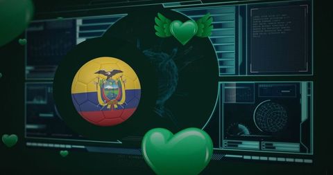 Ecuadorian Flag on Digital Soccer Ball with Heart Icons - Download Free Stock Images Pikwizard.com