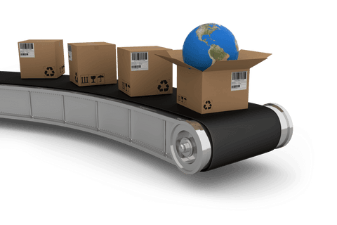 transparent 3d conveyor belt with cardboard boxes and globe - Download Free Stock Videos Pikwizard.com