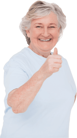 Senior Woman Giving Thumbs Up Transparent Background Outdoors