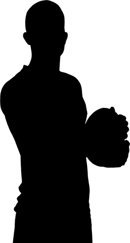 Silhouette of rugby player on transparent background for sports design