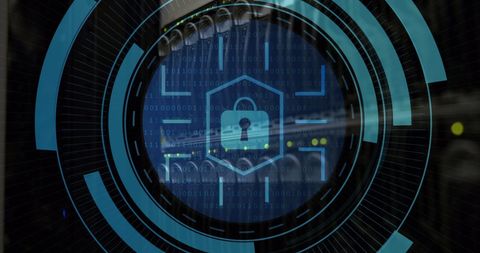 Cybersecurity Digital Interface with Padlock Icon in Server Room - Download Free Stock Images Pikwizard.com