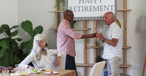 Celebrating Retirement with Senior Friends in Joyful Gatherings at Home