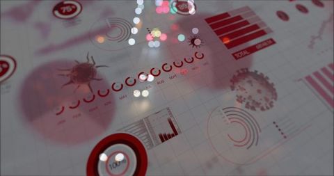 COVID-19 Statistics Overlying Blurred City Lights