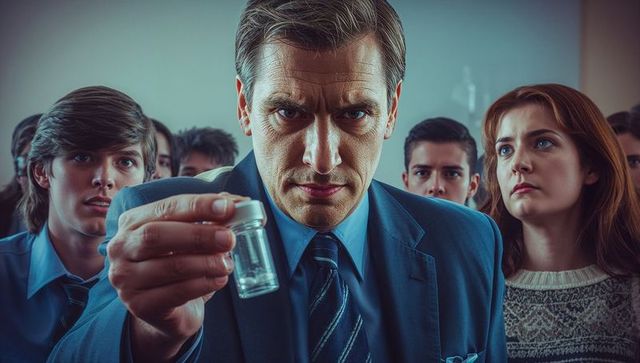 Teacher Presenting Scientific Experiment to Inquisitive Students