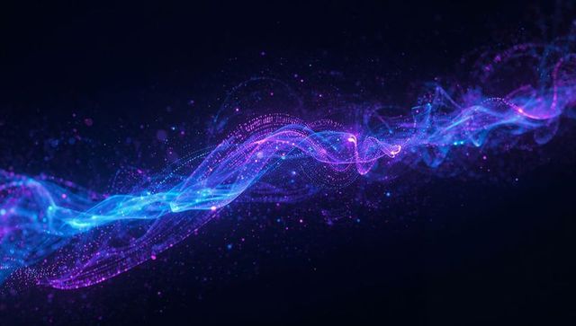 Vibrant neon wave in digital cyberspace