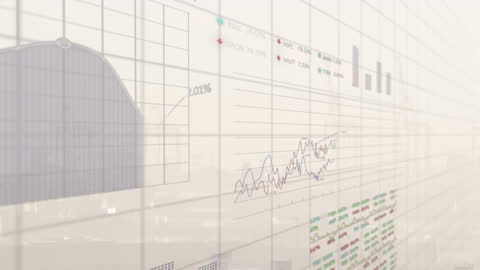 Futuristic Cityscape with Stock Market Data Overlay