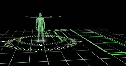 Futuristic medical technology with human body hologram