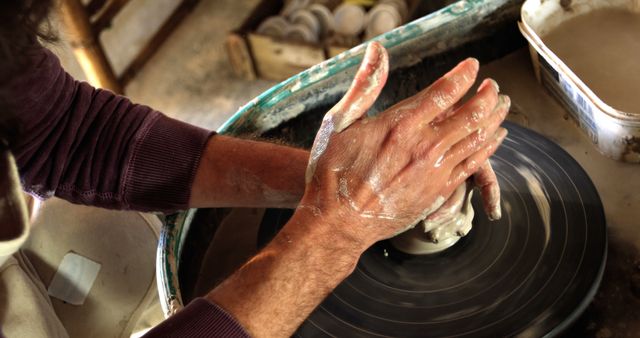 Artisan Pottery Making Hands Shaping Clay on Pottery Wheel - Download Free Stock Images Pikwizard.com