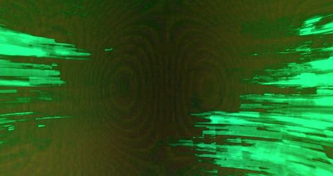 Abstract Green Digital Light Trails on Black Background