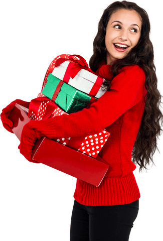 smiling woman holding gifts transparent background holiday enthusiasm - Download Free Stock Videos Pikwizard.com