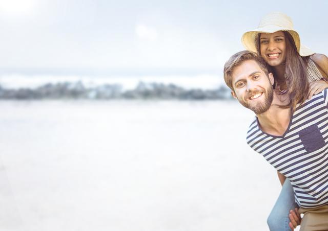 Digital composite of Couple in beach.