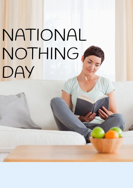 Relaxing at Home with a Book on National Nothing Day - Download Free Stock Images Pikwizard.com