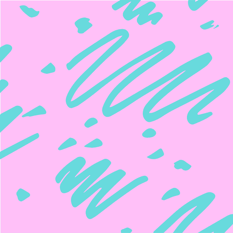 Abstract Green Squiggles on Pink Transparent Background Vector
