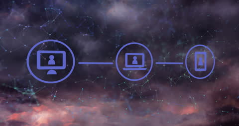 Digital Networking Concept Against Stormy Cloud Background