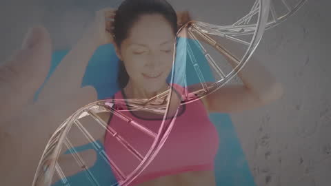 DNA and Fitness Connection Concept with Woman Exercising