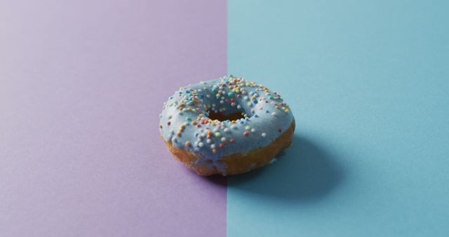 Blue Frosted Donut with Sprinkles on Colorful Background - Download Free Stock Images Pikwizard.com