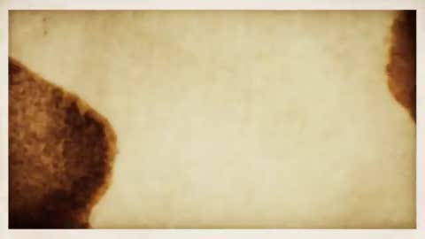 Sliding aged parchment revealing blank sepia surface with charred burn marks and vignette