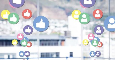 Social media likes and reactions over urban skyline