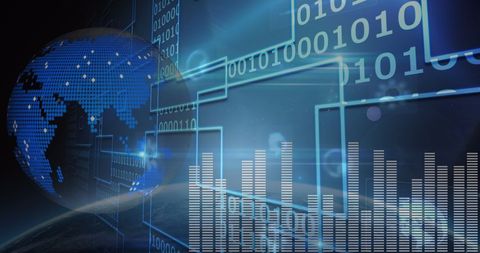 Global Data Streaming with Binary Code Overlay - Download Free Stock Images Pikwizard.com