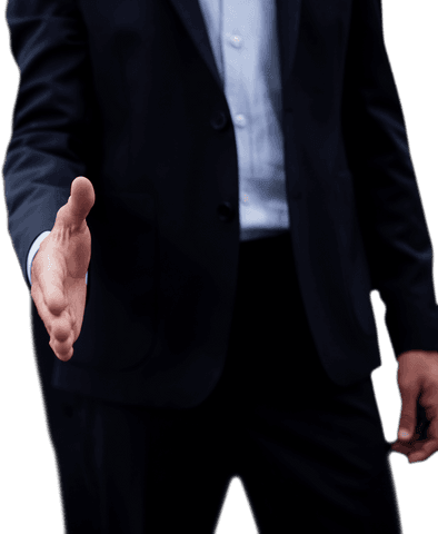 Transparent mid section businessman offering handshake in suit