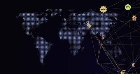 Global Network Connections with Digital Shopping Icons - Download Free Stock Images Pikwizard.com