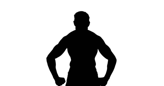 Silhouette of Muscular Man Flexing Against White Background - Download Free Stock Images Pikwizard.com