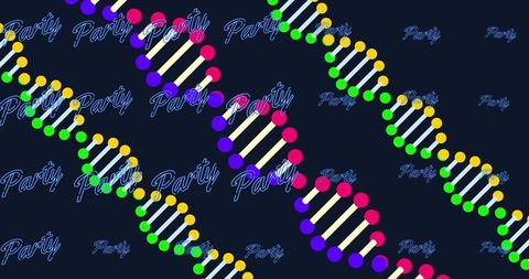 Colorful DNA Strands Pattern with Playful Typography