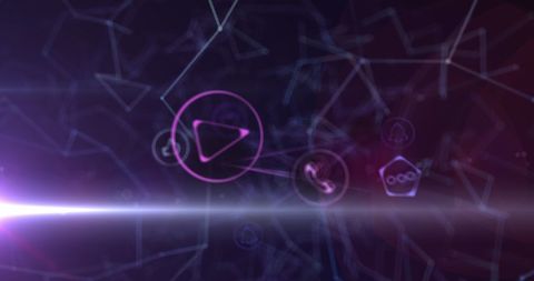 Digital Network Interface with Abstract Icons and Light Streaks - Download Free Stock Images Pikwizard.com