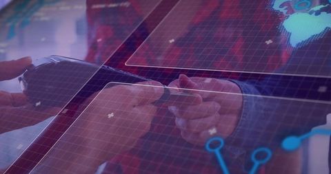 Contactless Payment Exchange with Futuristic Digital HUD Overlay